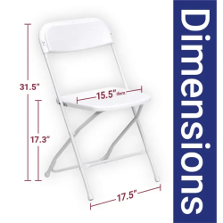 whitechairTNTDiminsions 1743603990 White Folding Chair